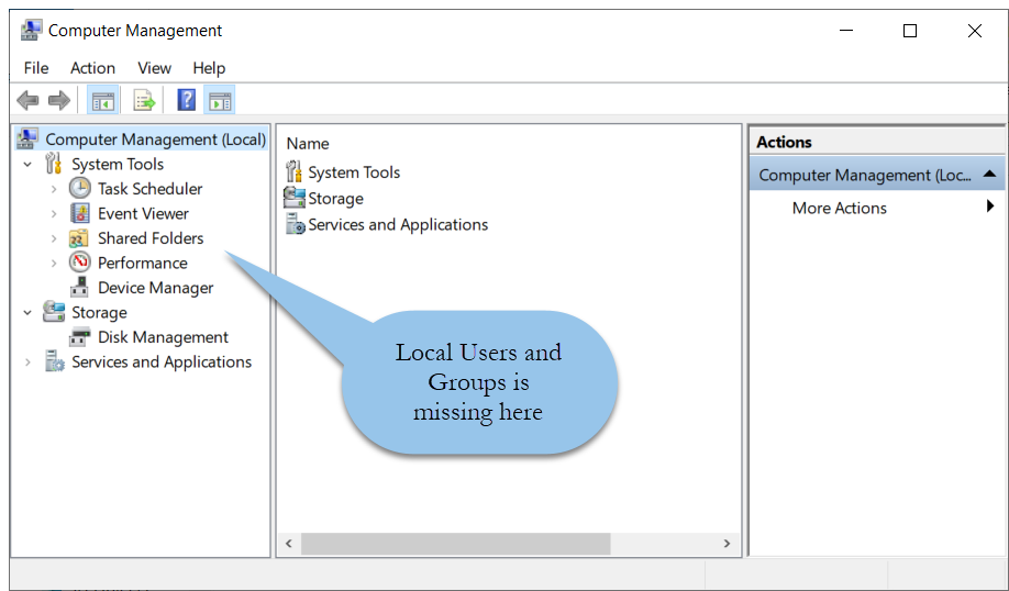 Why Local Users & Groups Disappear in Computer Management Win 10