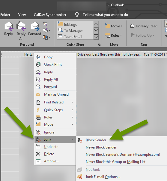 how to block emails outlook