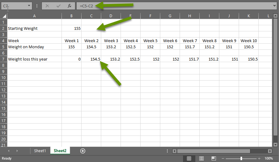 how to subtract using relative cell reference excel 2013